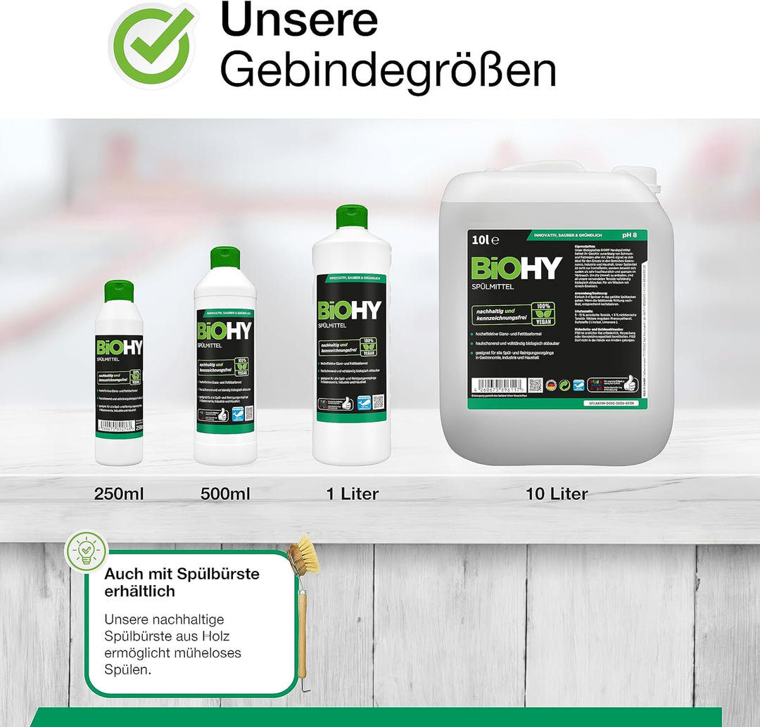 BiOHY Spülmittel (10 Liter Kanister) | Bio Geschirrspülmittel ohne schädliche Chemikalien | Flüssige