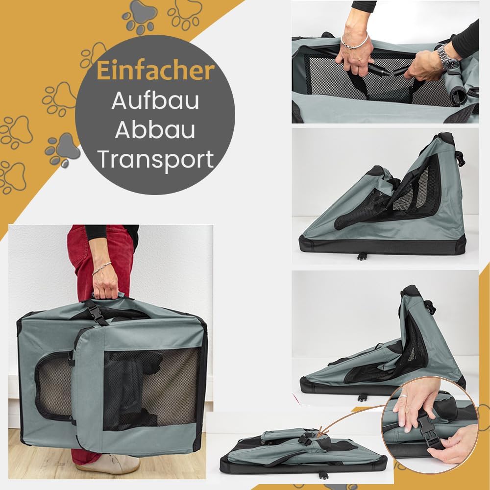 Faltbare Hundebox XXXL - 101 x 68 x 70 cm Transporttasche Transportbox Auto Katze Hunde Kaninchen Du