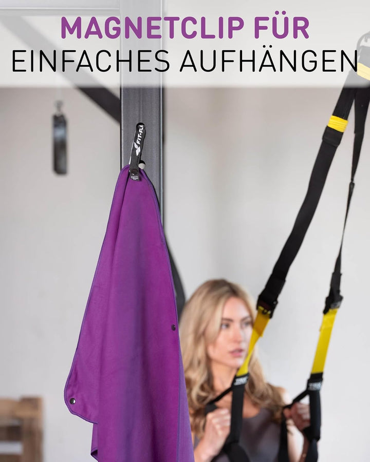 Fit-Flip Fitness Handtuch aus Mikrofaser kompakt und schnelltrocknend | mit Magnet und Reissverschlu
