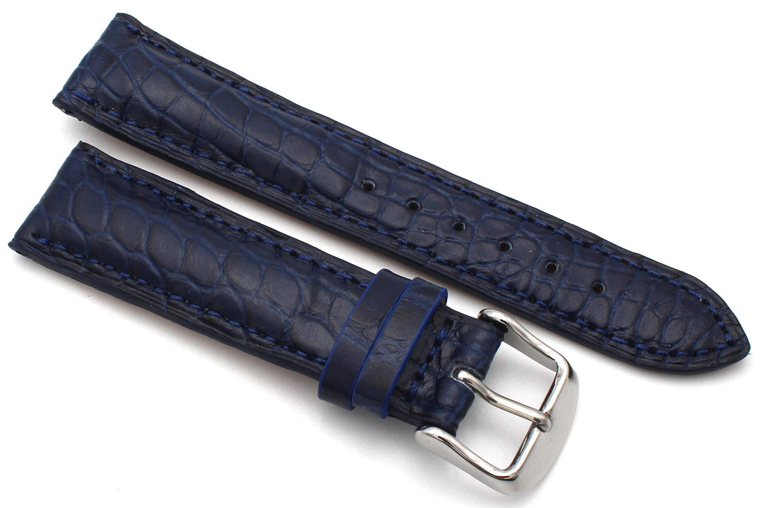 20mm XS Damenlänge Echt Alligator Vintage hangemacht in Deutschland Uhrenarmband Blau