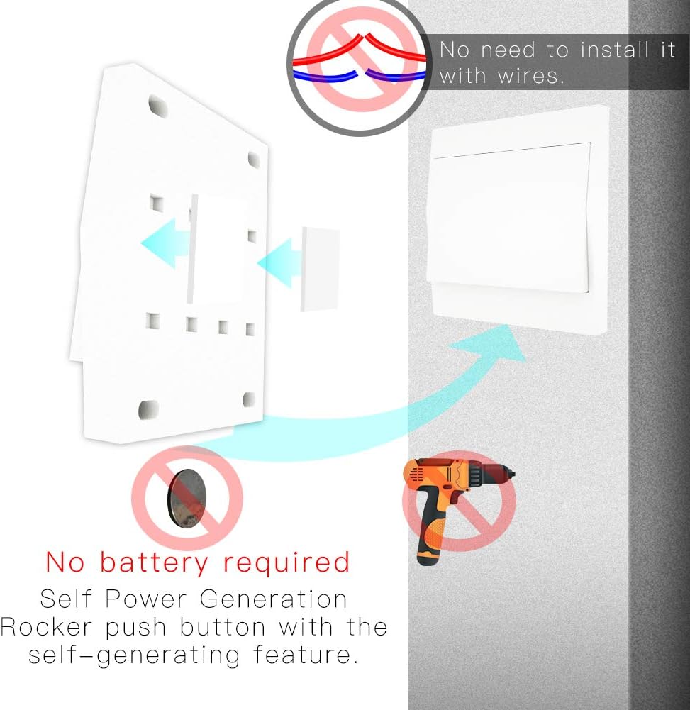 MOES RF433 Funkschalter Batterielose, Funk Lichtschalter Keine Batterie, Wandlichtsschalter Selbstve