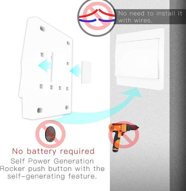 MOES RF433 Funkschalter Batterielose, Funk Lichtschalter Keine Batterie, Wandlichtsschalter Selbstve