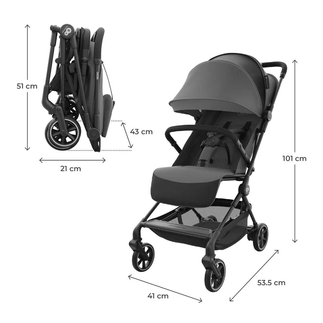 Kinderkraft NEBO Kabinenbuggy ultraleicht, Einhand-Faltmechanismus, Handgepäckmass 51×43×21 cm, steh