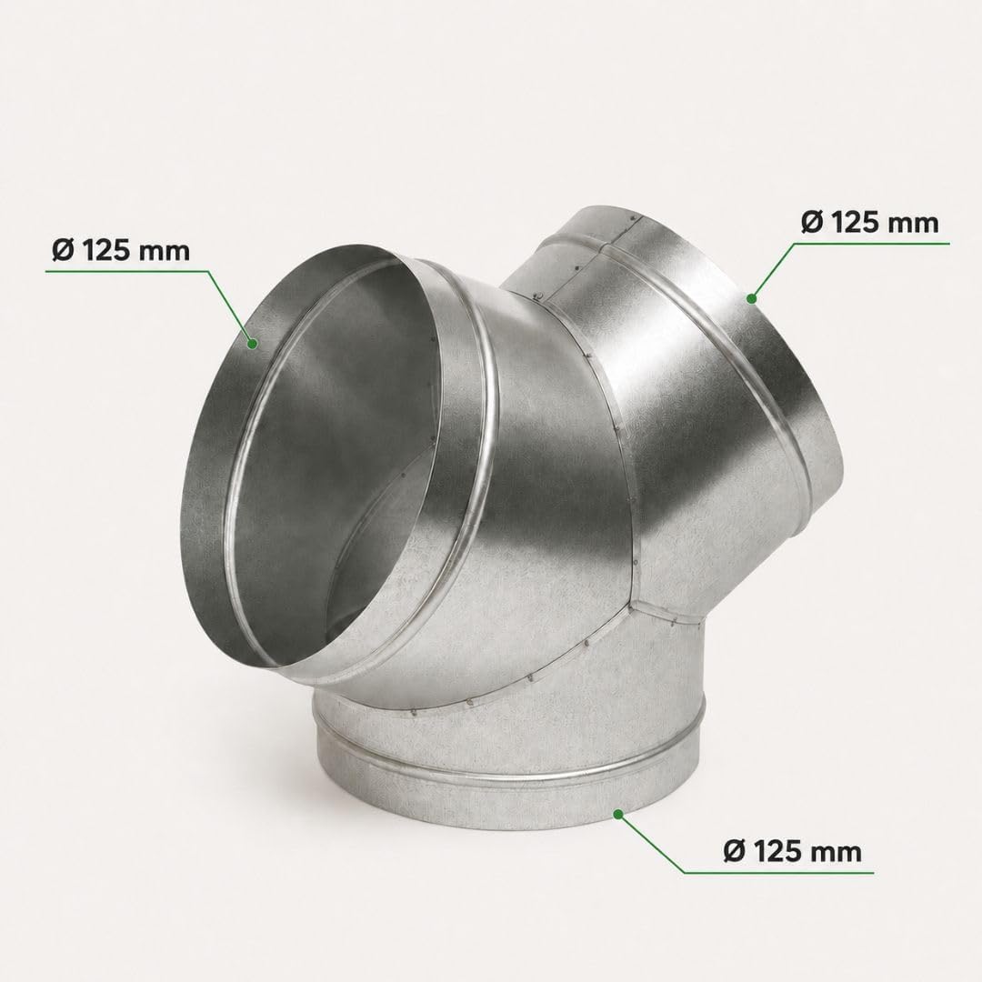 Weedness Y-Stück 125 mm Metall Rohr für Grow Abluft - Rohrlüfter Lüfter Aktivkohlefilter Ablauftschl