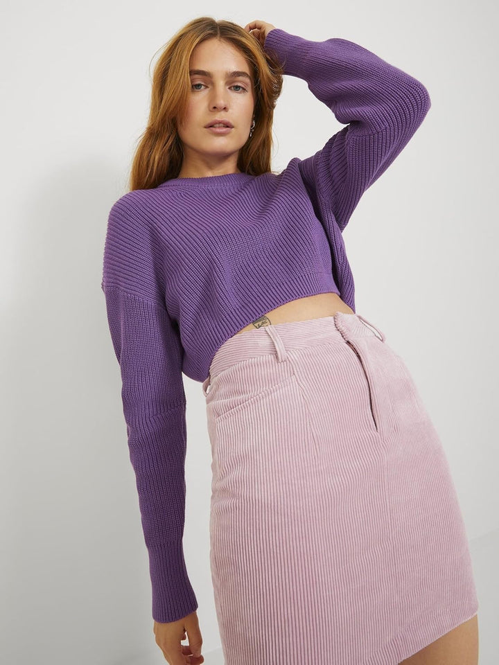 JJXX Damen Jxcarlota Ls Twist Cropped Cn Knit Pullover M Royal Lilac, M Royal Lilac