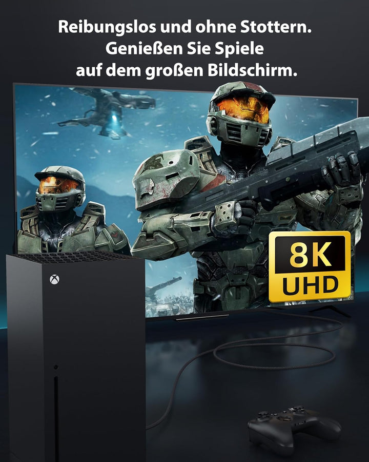Stouchi 4m HDMI Kabel 8K Ultra HD 48Gbps High Speed 8K60 4K120 144Hz RTX 3080 eARC HDR10 4:4:4 HDC