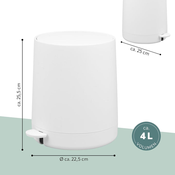 eluno Kosmetikeimer TESERO mit Soft-Touch Oberfläche, Treteimer 4 Liter Fassungsvermögen, mit Soft-C