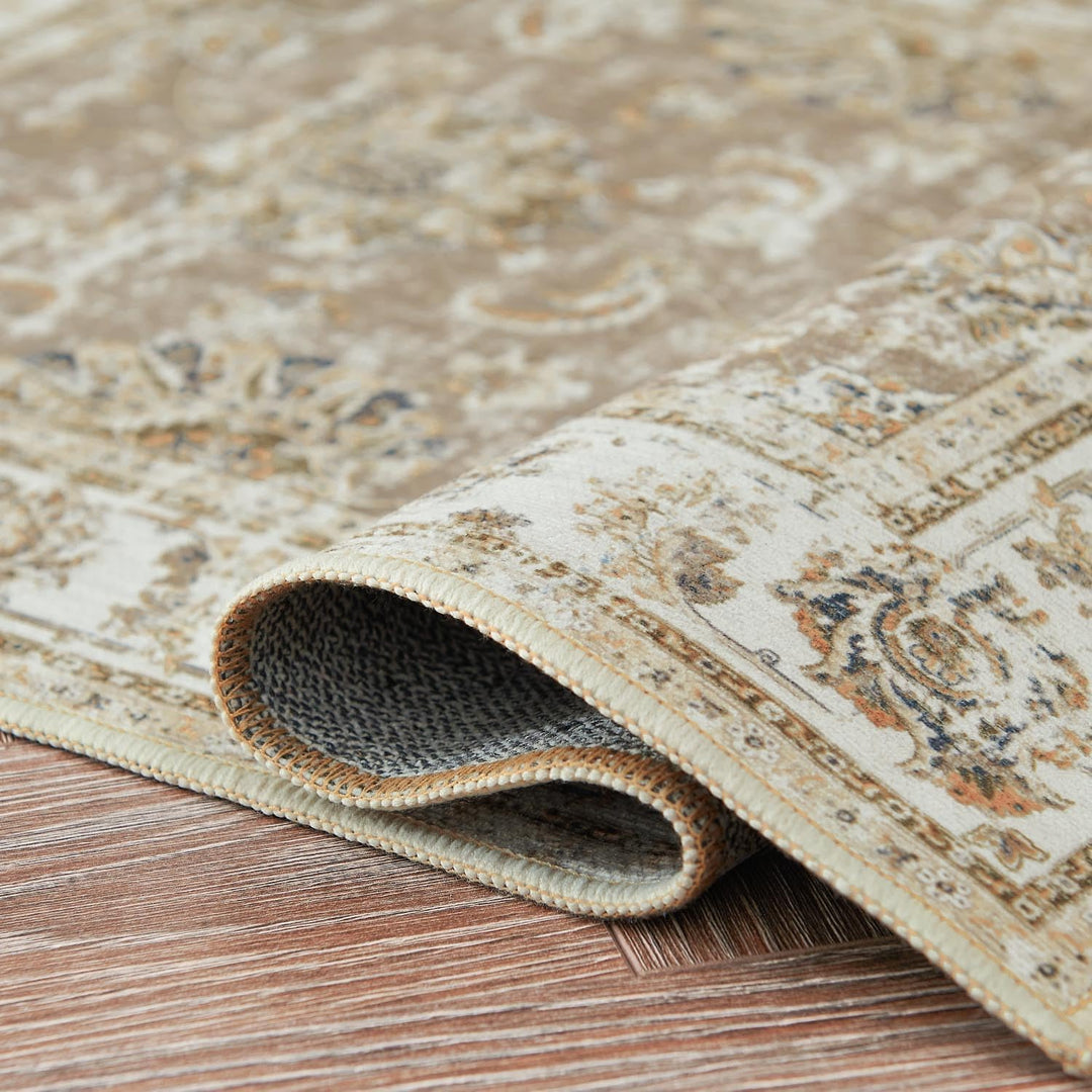 TOPICK Läufer 60x210cm Dünner Teppichläufer Flur Grau Faltbarer Teppich Vintage Teppiche rutschfeste