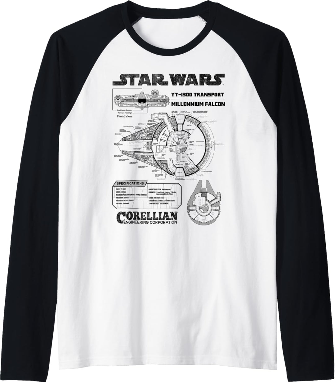 Star Wars Corellian Millennium Falcon Schematic Raglan