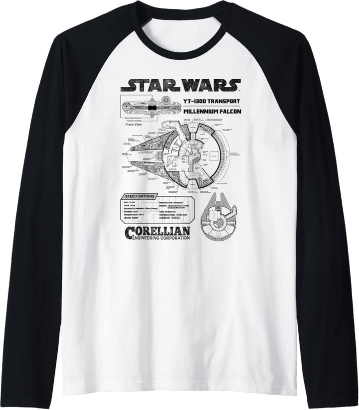 Star Wars Corellian Millennium Falcon Schematic Raglan