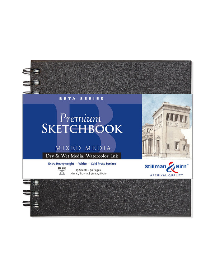 Stillman & Birn Skizzenbuch BETA Spiral, 25 Blatt, 270 g, 17, 8 x 17, 8 cm 17.8 x 17.8 cm Spiralbind