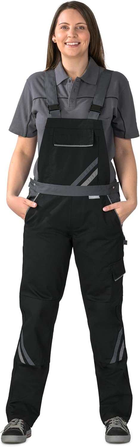 Planam Highline Damen Latzhose, viele Farben, alle Grössen 48 schwarz/schiefer/zink, 48 schwarz/schi