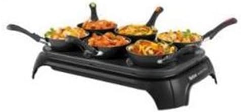 Tefal Wokparty Duo PY5828 Tischgrill mit kleinen Pfannen Gourmets & Woks, 1000 W, schwarz, Edelstahl