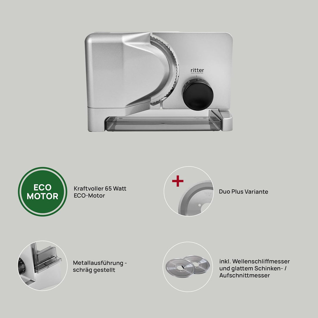 ritter Allesschneider E 16 Duo Plus, elektrischer Allesschneider mit ECO-Motor, made in Germany,