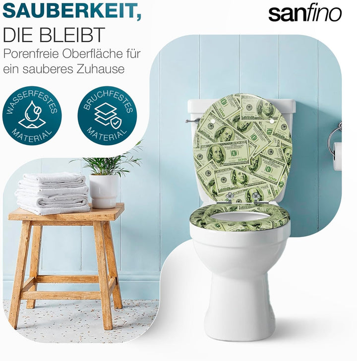 Premium WC Sitz mit Absenkautomatik – hochwertige Toilettendeckel aus Holz, viele bunte Motive, hohe