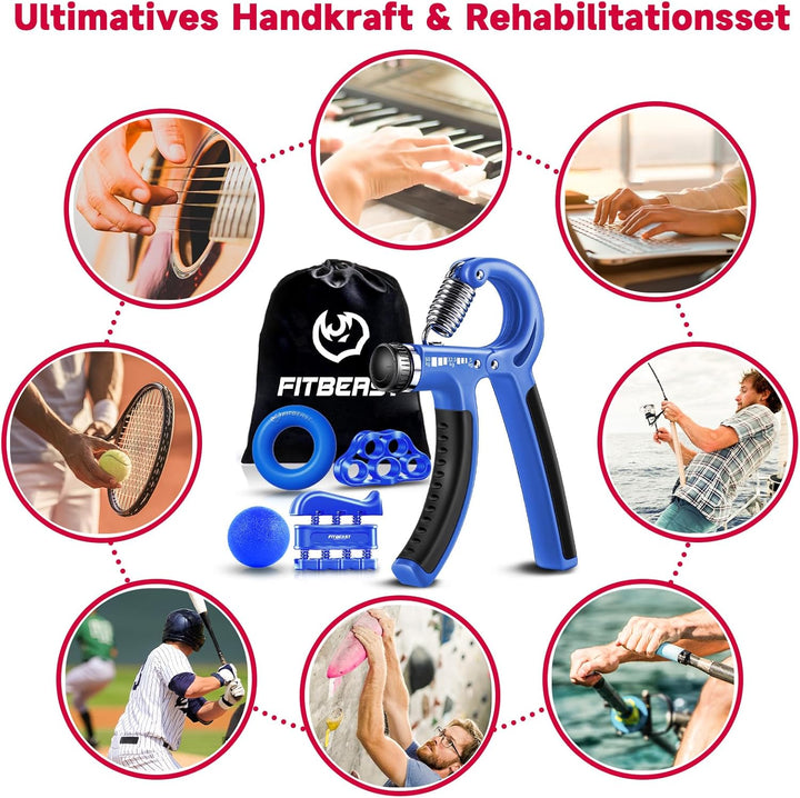 FitBeast Handtrainer Fingertrainer, Griffkraft Trainer Trainingsset - 5er-Pack, Verstellbarer Grip T