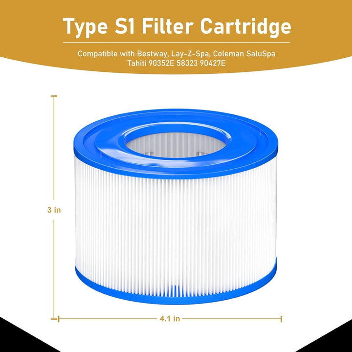 Typ S1 Filter kompatibel mit Intex PureSpa, Whirlpoolfilter für Spa 29001E, Easy Set Poolfilterkartu