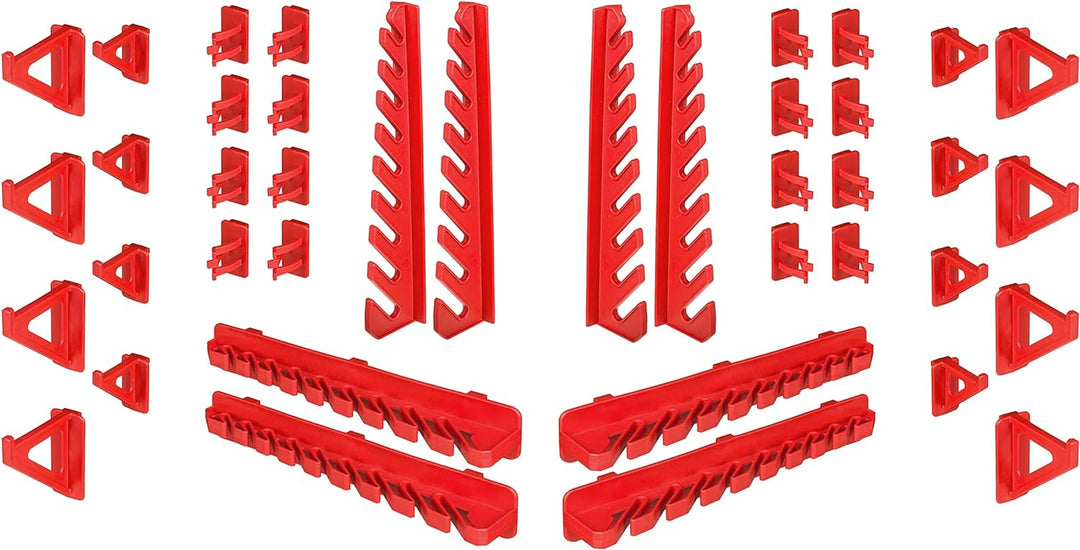Lagersystem Wandregal XXL 1158 x 780 mm - Extra Starke Werkzeugwand mit Stapelboxen – 111 tlg. - Rot