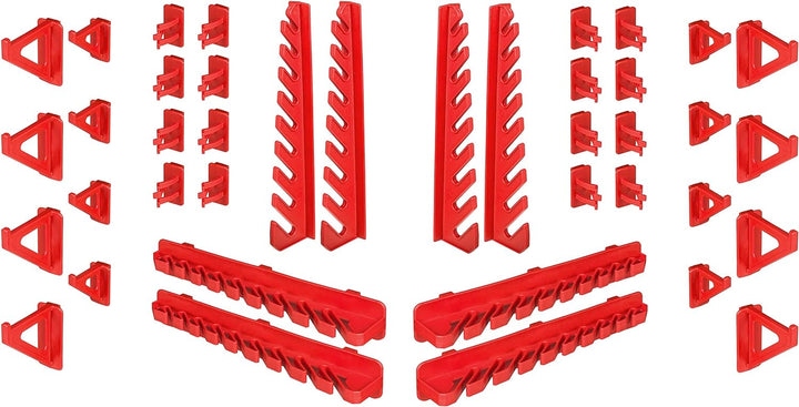 Lagersystem Wandregal XXL 1158 x 780 mm - Extra Starke Werkzeugwand mit Stapelboxen – 111 tlg. - Rot