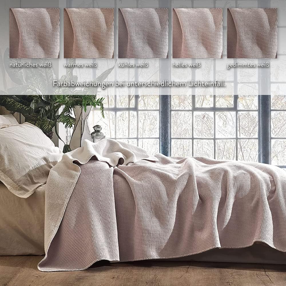 BOHORIA® Kuscheldecke Soft Waffle 110x170cm | Winterdecke flauschig für Sofa, Sessel & Bett | Baum-W