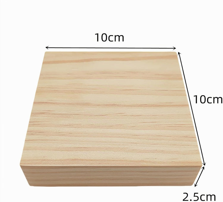 Unlackierte quadratische Holzblöcke zum Basteln, 10 x 10 x 2,5 cm, blanko, Kiefernholzbretter für Ho