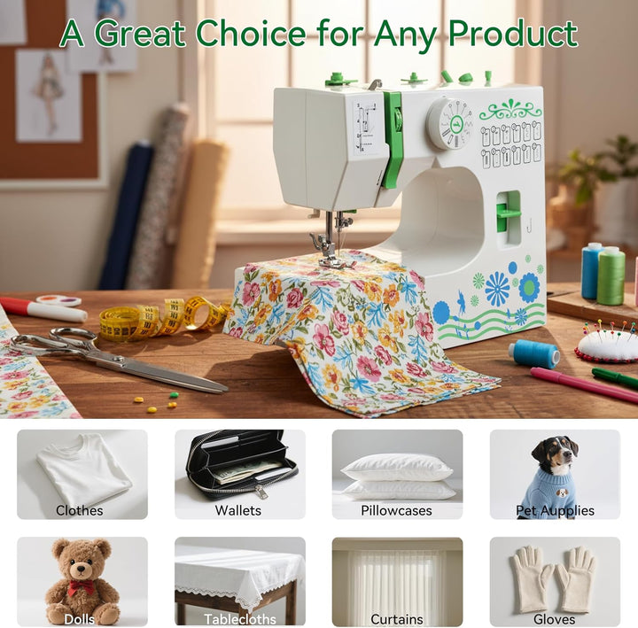Nähmaschine für Anfänger und Kinder, 12 Stichmuster Overlock Nähmaschine, Portable Mini Sewing Machi