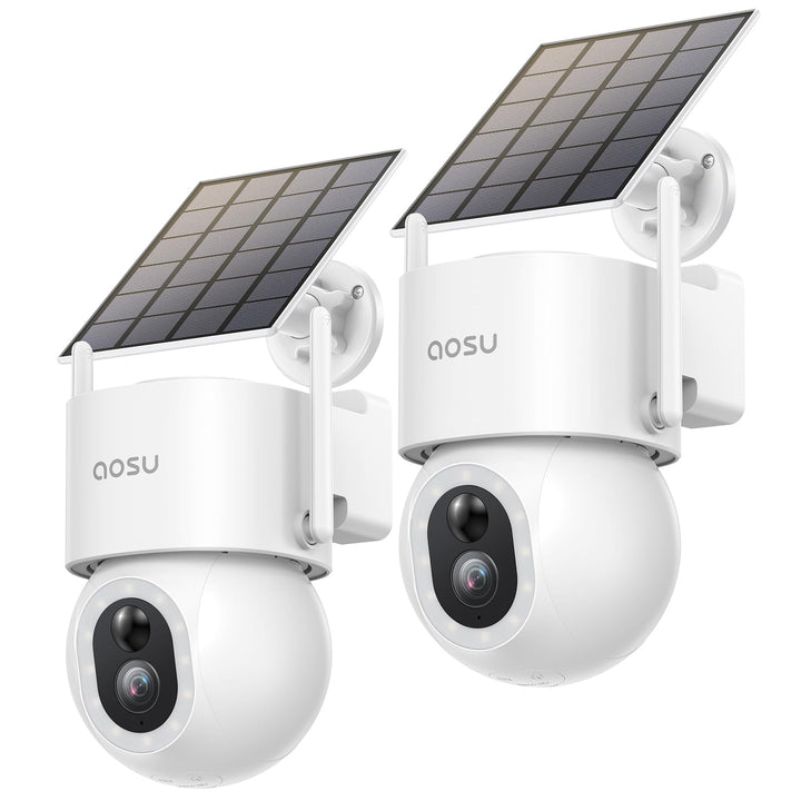 aosu 3K 5MP Überwachungskamera Aussen Solar Akku, 360° PTZ, 2-in-1 Überwachung und Beleuchtung, AI-E