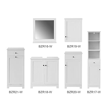 SoBuy BZR18-W Waschbeckenunterschrank Badschrank Waschtisch Unterschrank Badmöbel weiss BHT ca: 60x6