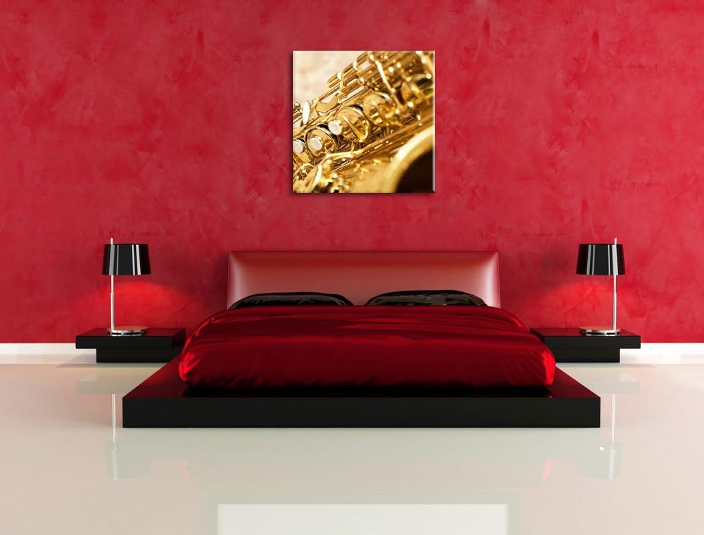 Pixxprint Saxophon, Format: 70x70 auf Leinwand, XXL riesige Bilder fertig gerahmt mit Keilrahmen, Ku