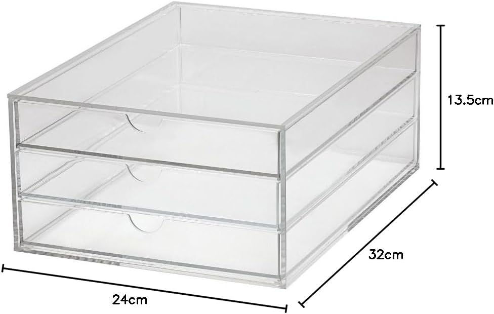 MAUL Schubladenbox A4 aus Acryl | Schreibtisch Organizer mit 3 Fächern zur Aufbewahrung von Papier,