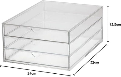 MAUL Schubladenbox A4 aus Acryl | Schreibtisch Organizer mit 3 Fächern zur Aufbewahrung von Papier,