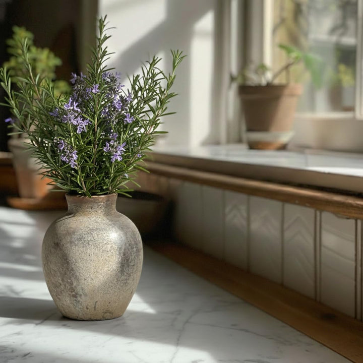 SIDUCAL Dekorative Blumenvase aus Keramik | 15,2 cm Keramik rustikale Bauernhausvase | Boho-Vase für