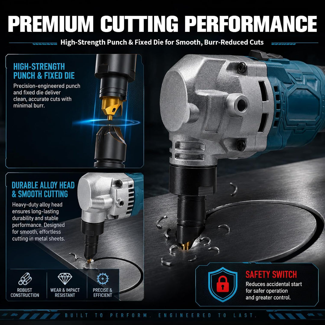 Blechknabber Kompatibel mit Makita 18V – Kabellose Blechnibbler mit 360° Drehbarem Knabberkopf und D