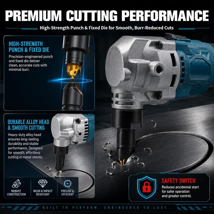 Blechknabber Kompatibel mit Makita 18V – Kabellose Blechnibbler mit 360° Drehbarem Knabberkopf und D