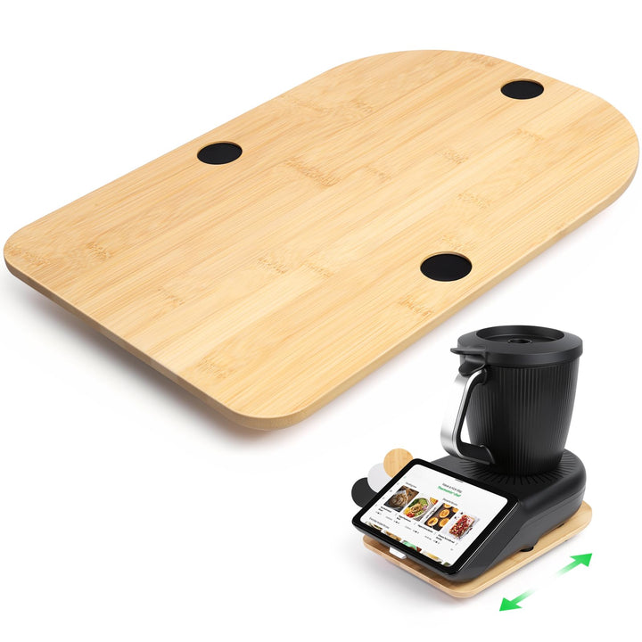 Gleitbrett für Thermomix TM7, Rollbrett aus 15mm Bambus für Thermomix mit Rollen &amp; Gummifüssen, stab
