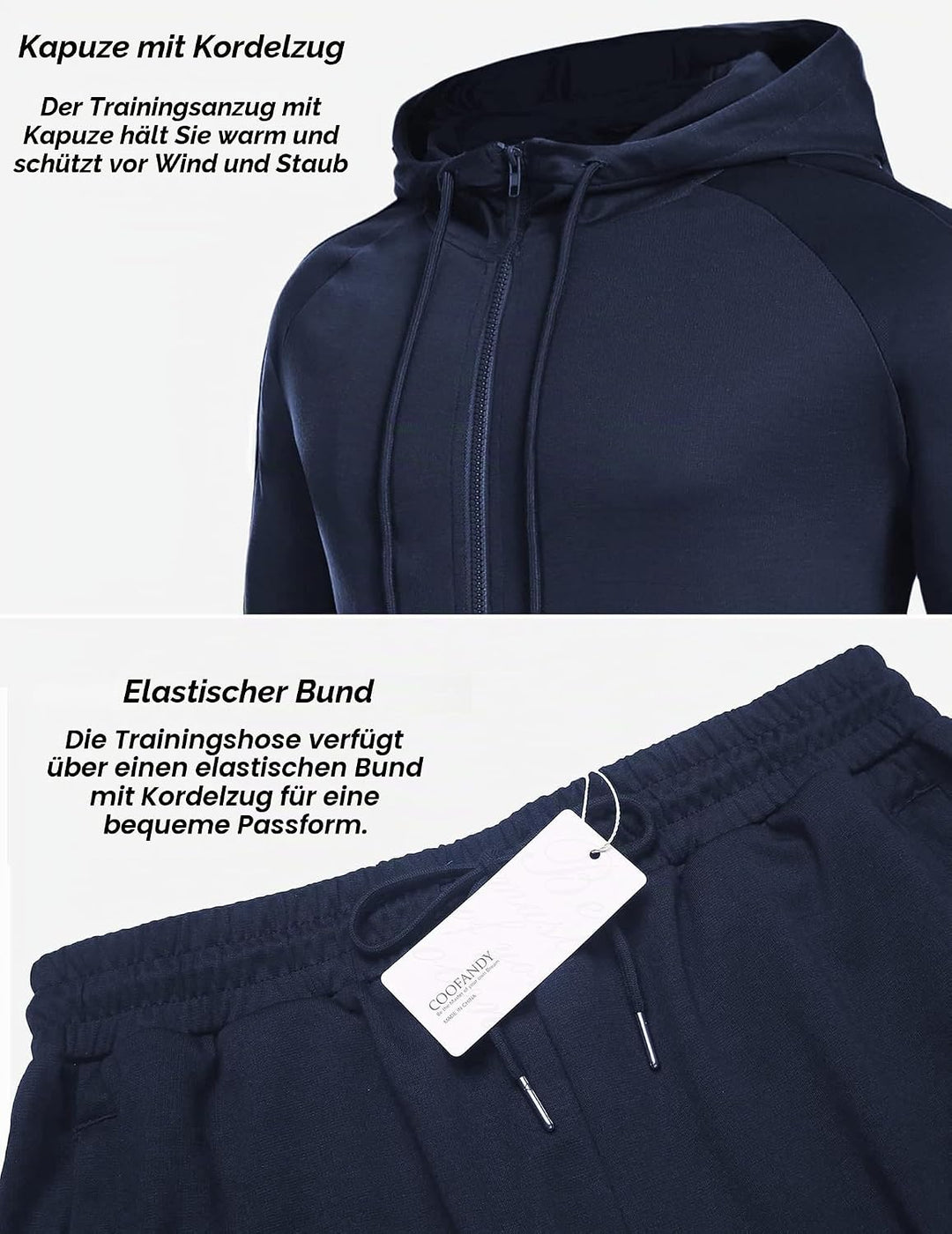 COOFANDY Trainingsanzug Herren Jogginganzug Tracksuit Sportanzug Jogginghose mit Hoodie Kapuze Set X