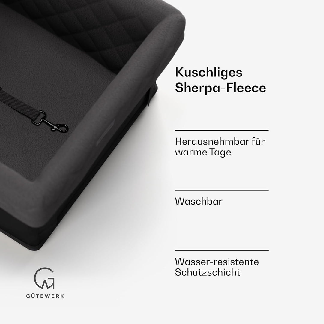 Gütewerk Hunde Autositz - Mittlerer und Kleiner Hundesitz für Vordersitz - Stabiles, faltbares Zubeh