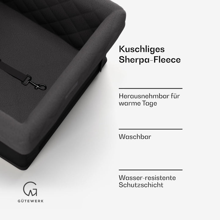 Gütewerk Hunde Autositz - Mittlerer und Kleiner Hundesitz für Vordersitz - Stabiles, faltbares Zubeh