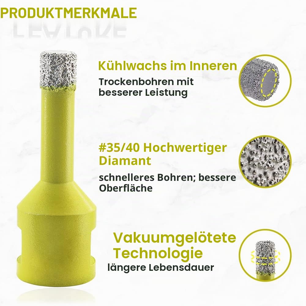 Diamant-Fliesenbohrer 2pcs 6mm SANLEETEK Vakuumgelötet Diamant-Lochsäge für Keramik Porzellan Marmor