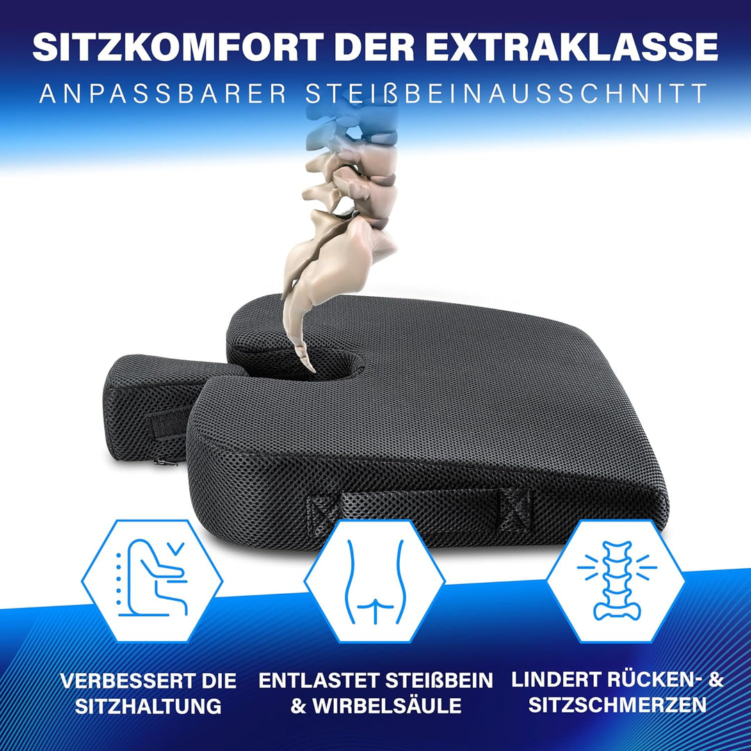 Healthfix® Auto Keilkissen zur Verbesserung der Sitzhaltung - Bequemes ergonomisches Sitzkeil Auto &amp;