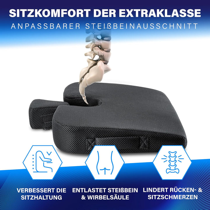 Healthfix® Auto Keilkissen zur Verbesserung der Sitzhaltung - Bequemes ergonomisches Sitzkeil Auto &amp;