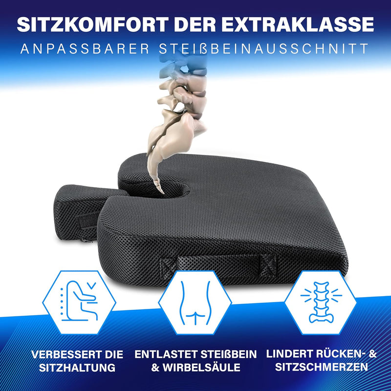 Healthfix® Auto Keilkissen zur Verbesserung der Sitzhaltung - Bequemes ergonomisches Sitzkeil Auto &