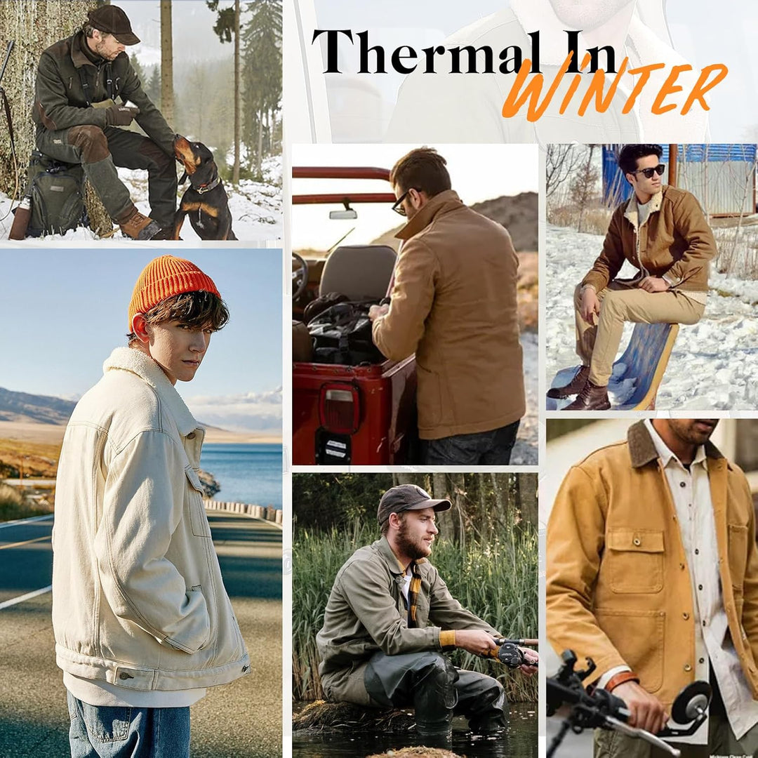 Voqeen Winterjacke Herren Fleece Gefüttert Cargo Jacke Warme Herren Fliegerjacke Militär Winddichte