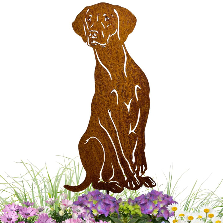 Terma Stahldesign Edelrost Gartenstecker Hund Magyar Vizsla Handmade Germanytolle gartendeko aus Ros