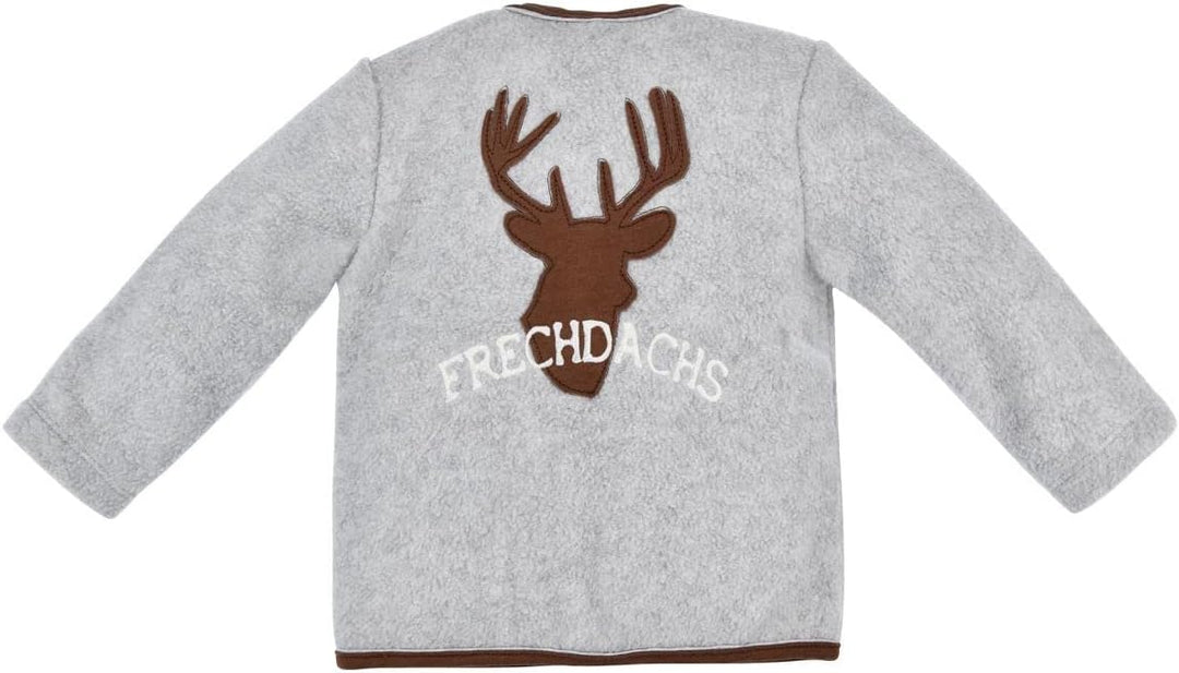 BONDI Trachten Fleecejacke Baby-Jacke Grau-Melange mit Hirschstickerei 7-8 Jahre Grey Melange, 7-8 J