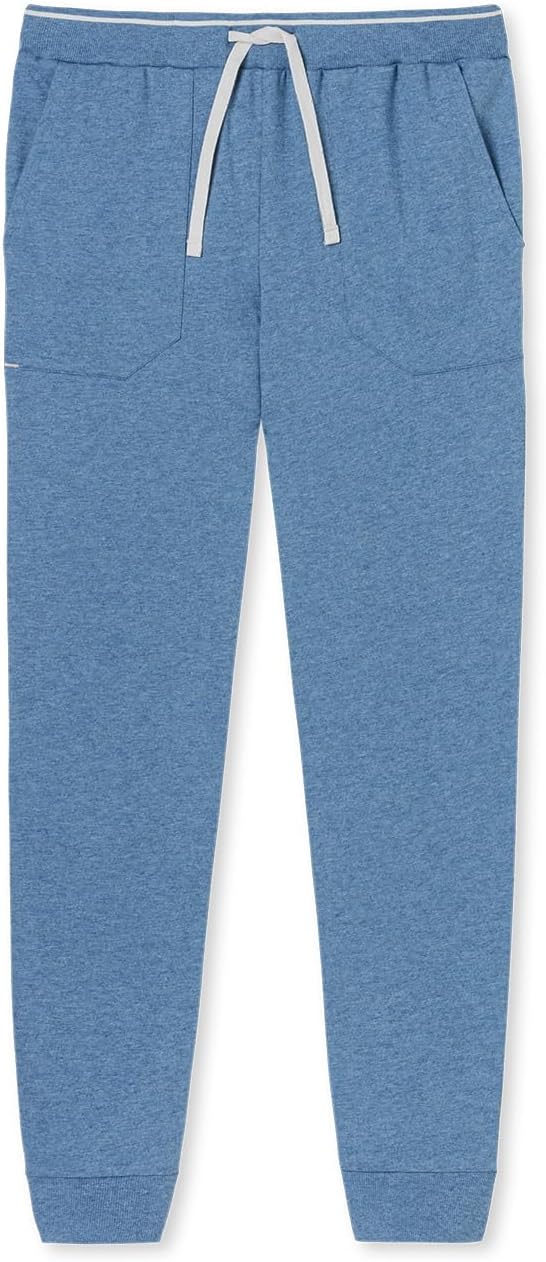 Schiesser Herren Mix & Relax Hose Lang Bündchen Schlafanzughose 48 Blau-mel._181186, 48 Blau-mel._18