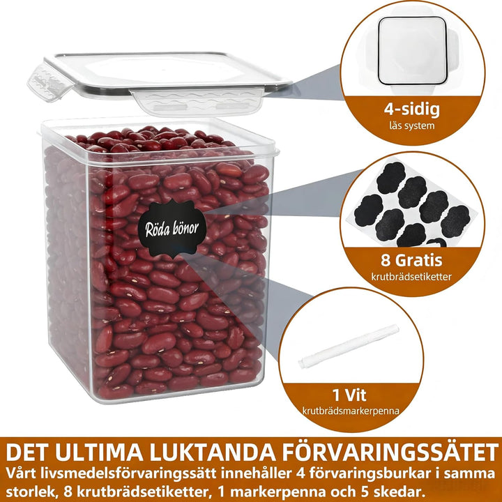 stusgo 4 Stück 5.2L / 175 oz Large Food Storage Container, BPA-Free Plastic Sealed Jars für Mehl, Zu