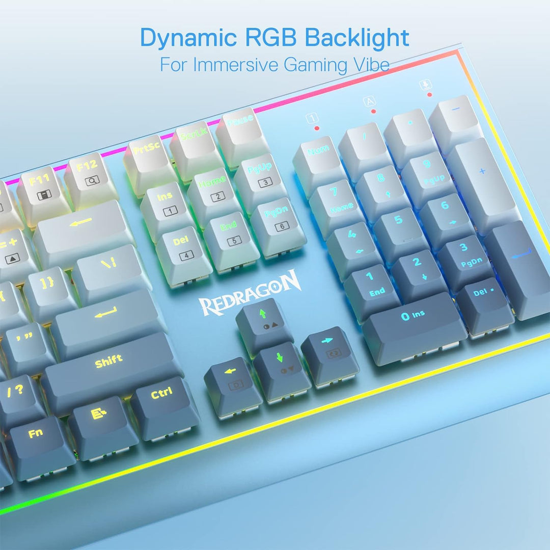 Redragon K654 RGB-Gaming-Tastatur, 104 Tasten Kabelgebundene Mechanische Tastatur mit Gewichtetem Al