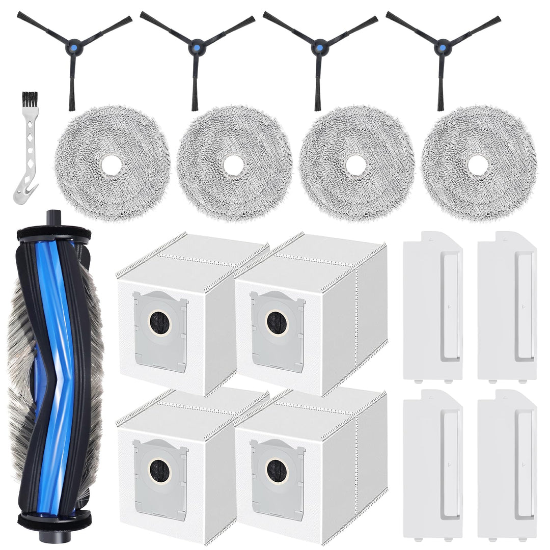 18 Stück Ersatzteil für ECOVACS DEEBOT Mini Saugroboter Zubehör,1 Hauptbürste,4 Wischtücher,4 Staubb