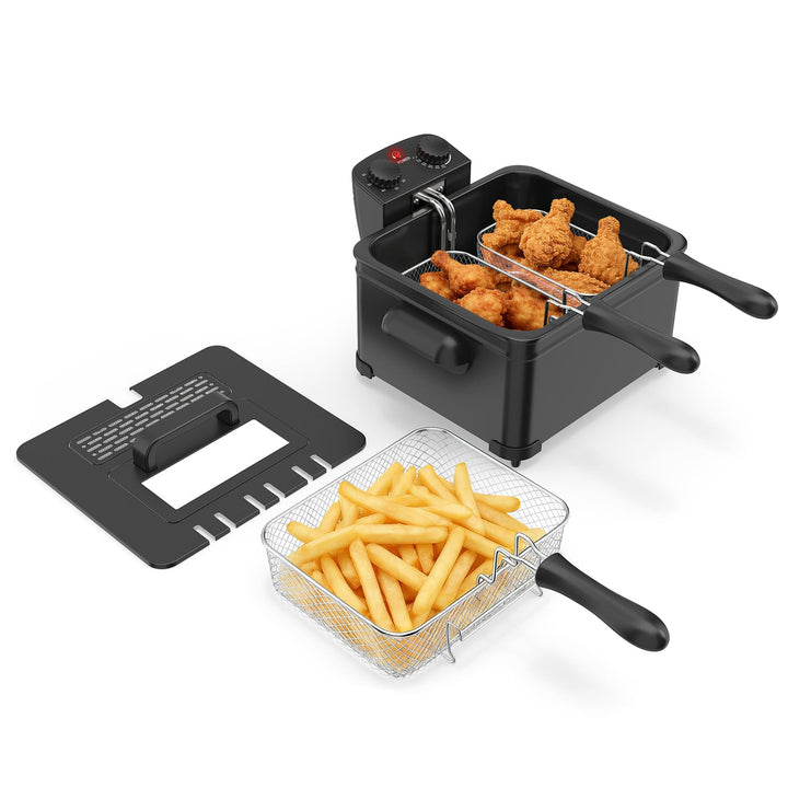 COSTWAY Fritteuse 3L, 2000 W Friteuse mit Öl, Fettfriteuse mit einstellbarem Thermostat 150-190℃ & T